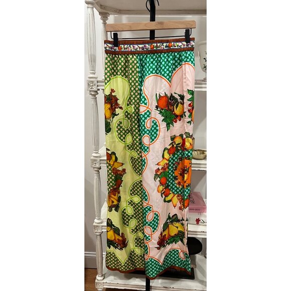 Alémais Lemonis Fruit Print Palazzo Silk Wide Leg Pants Size 6 - Picture 6 of 7